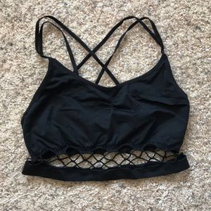 Strappy black bralette with crisscross back